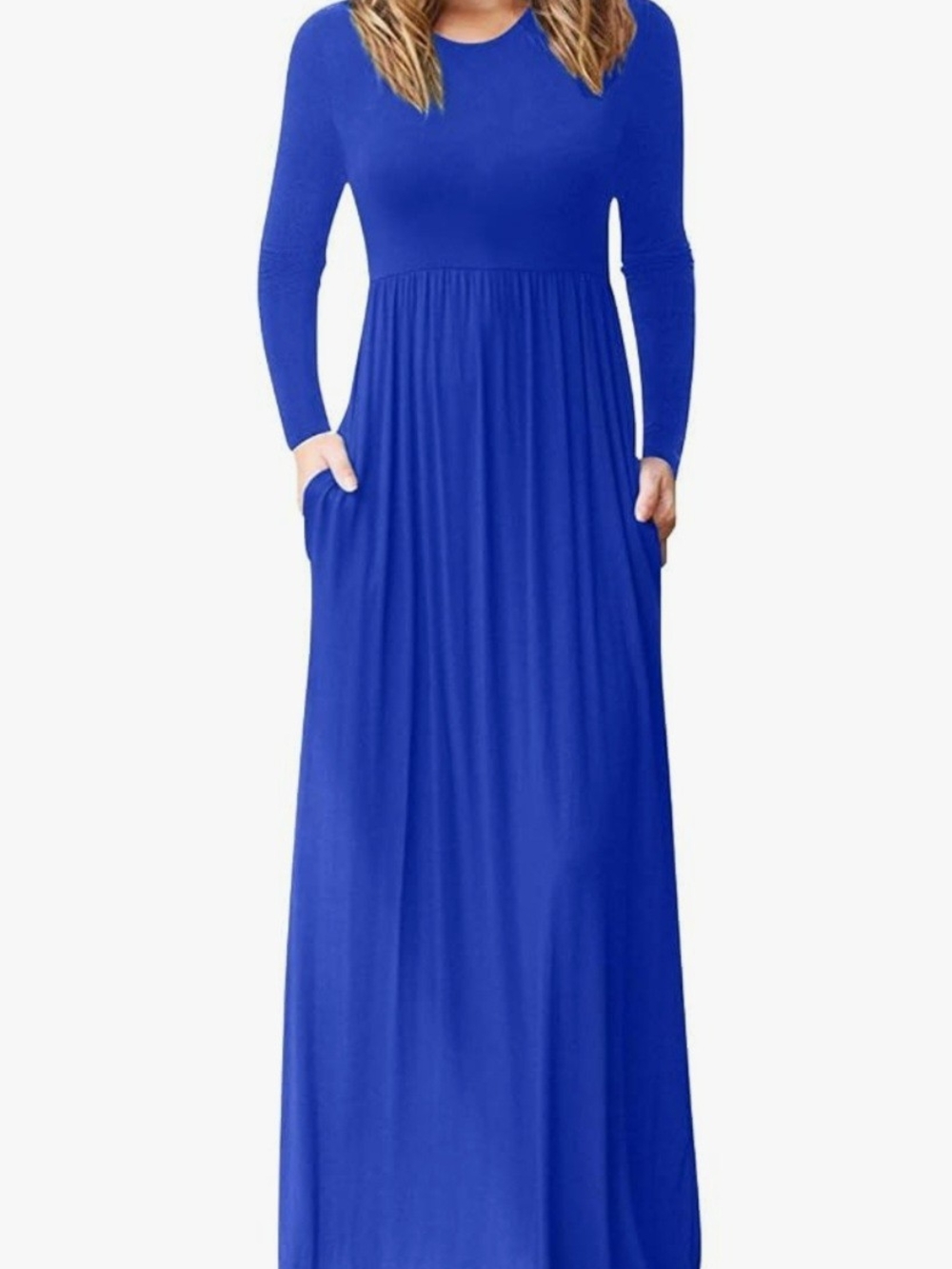 Source Unknown Royal Blue Long Sleeve Maxi Dress with Pockets